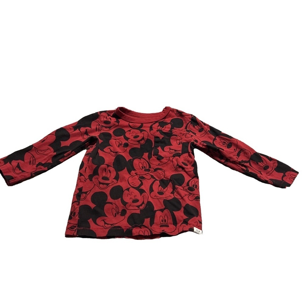 GAP Disney Baby Mickey Mouse Red and Black Long Sleeve Shirt Size 2T